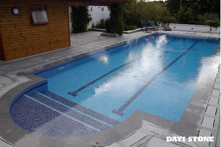 Swimming Pool Light Grey Granite Stone G603-10  Top and front edge bullnose flamed & brushed - Dayi Stone